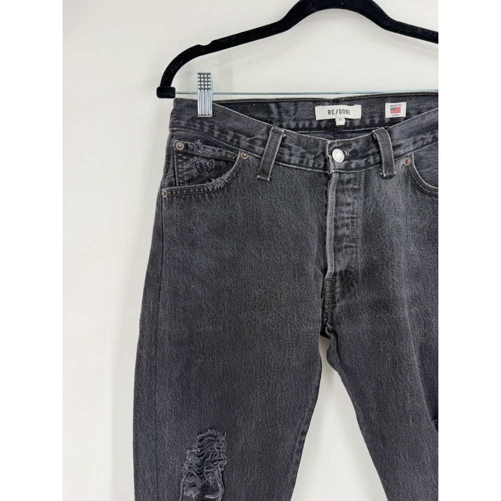 RE/DONE Levi's Jeans Womens 27 Black Distressed High Rise Straight Grunge Denim